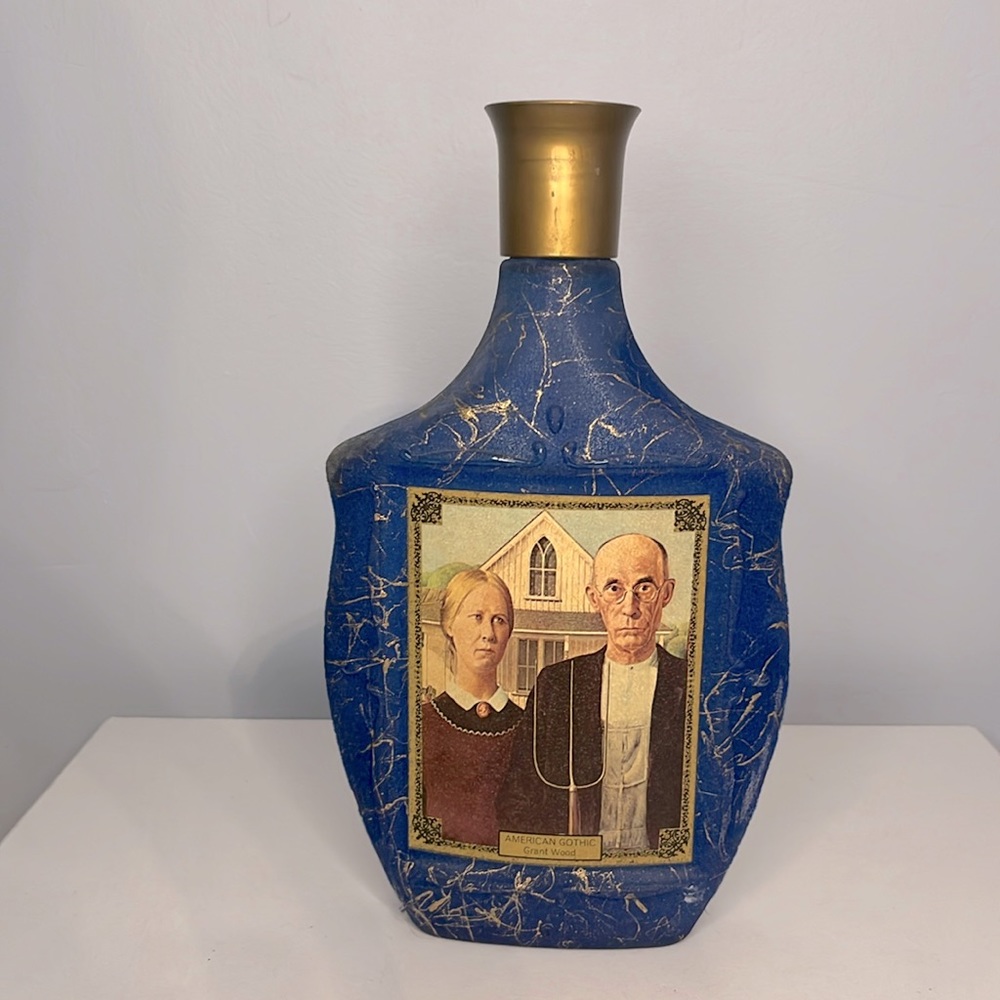 Vintage - 1970's "American Gothic" Grant Wood Jim Beam Whiskey Decanter